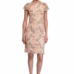 CALVIN KLEIN LACE SHEATH FLORAL DRESS